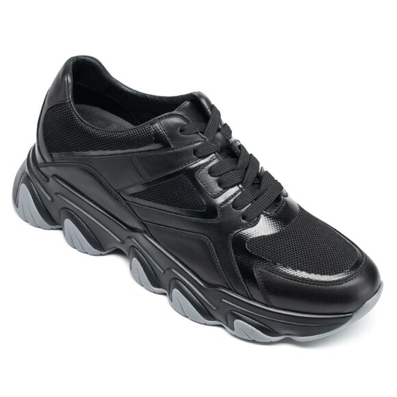 US9 CHAMARIPA 7CM/2.76" Men Elevator Shoes Height Increasing black Sneaker - Picture 1 of 7